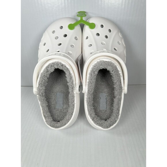 Size M9/W11 Crocs Baya Lined Clog Slip On White/Grey 205969-11H NEW - Picture 5 of 7